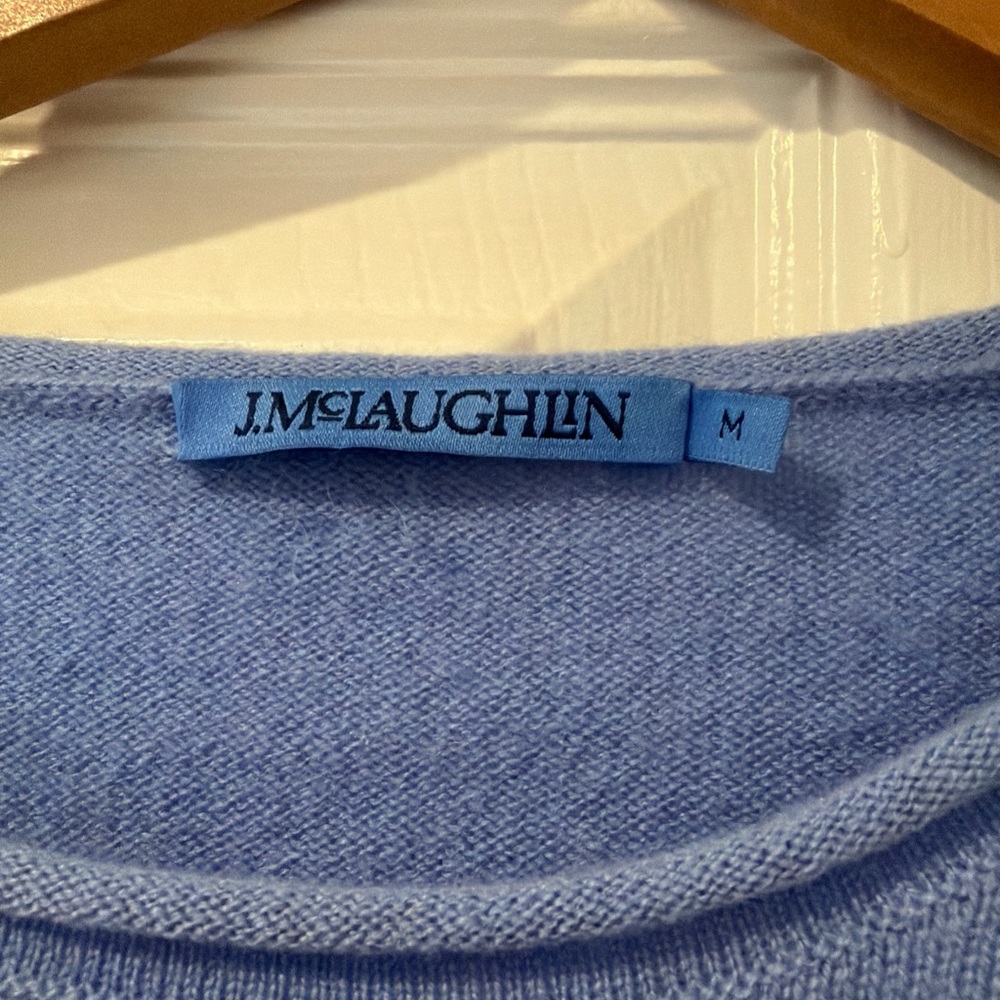J. McLaughlin Soft Periwinkle Crewneck Sweater -100% cashmere - Picture 2 of 7